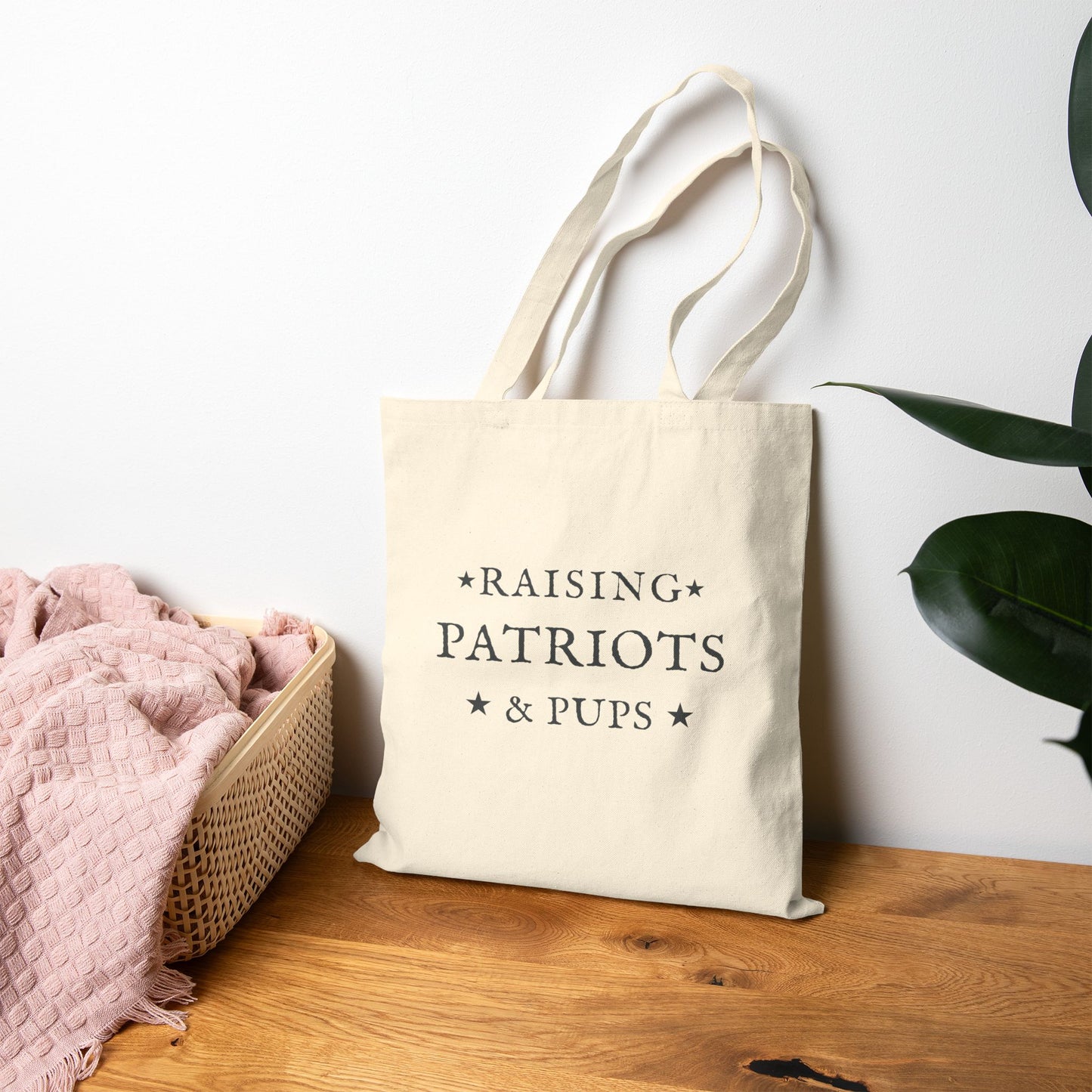 Raising Patriots & Pups Cotton Canvas Tote Bag