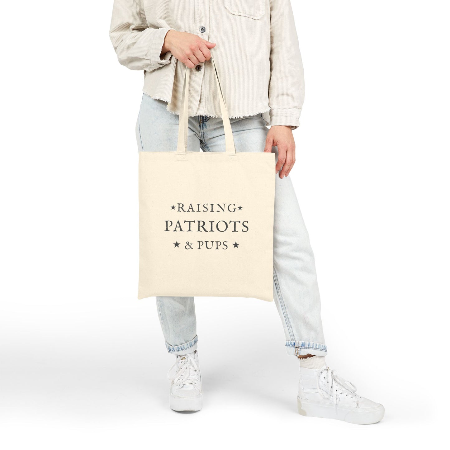 Raising Patriots & Pups Cotton Canvas Tote Bag