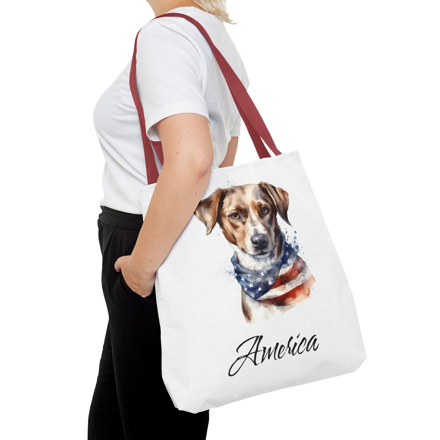 Patriotic Dog - 18" Large Tote Bag