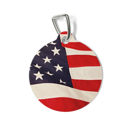 Personalized American Flag Pet Tag for Dogs and Cats - Customizable with Name & Contact Info