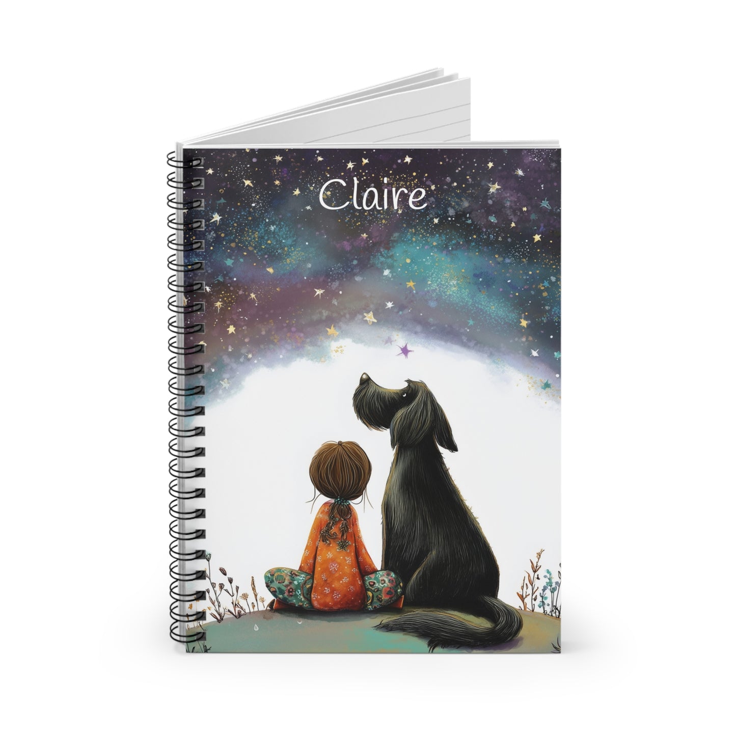 Starry Night Spiral Notebook (Personalized) - Starlit Companions Collection