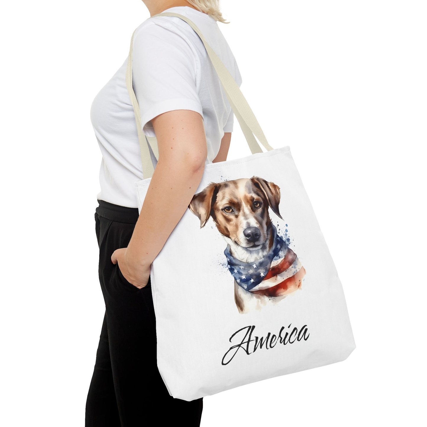 Patriotic Dog - 18" Large Tote Bag