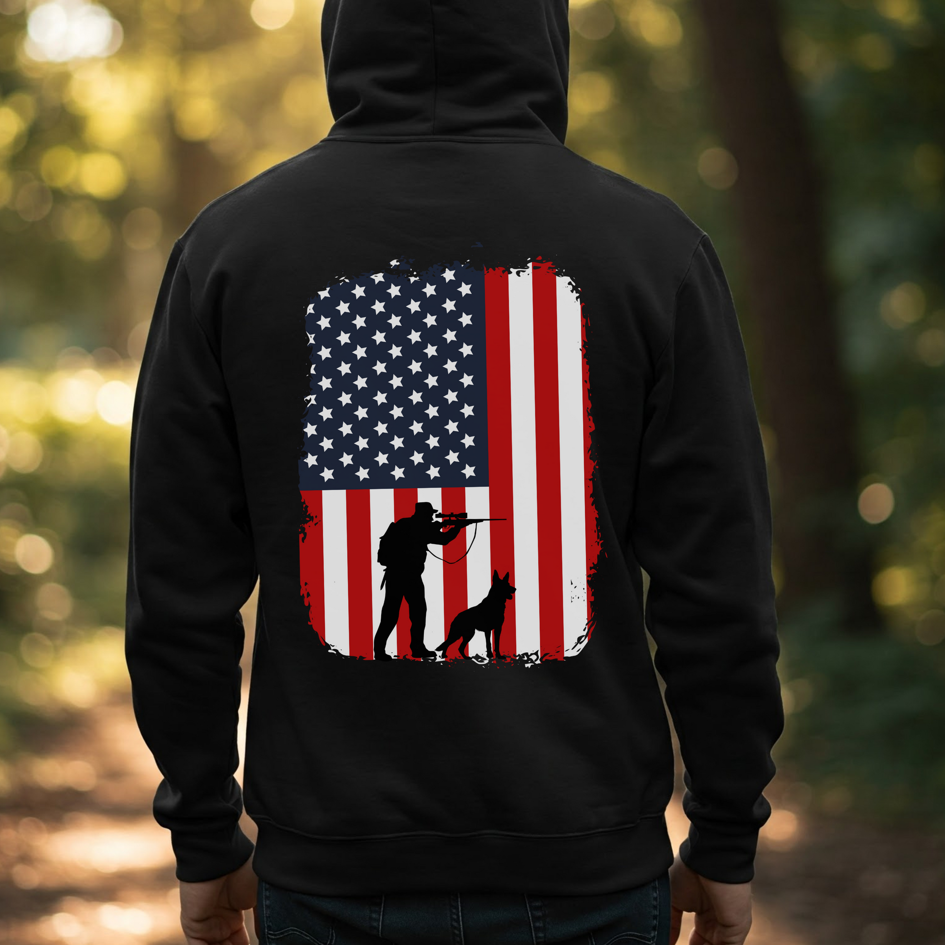 American Flag Military Dog Hoodie
