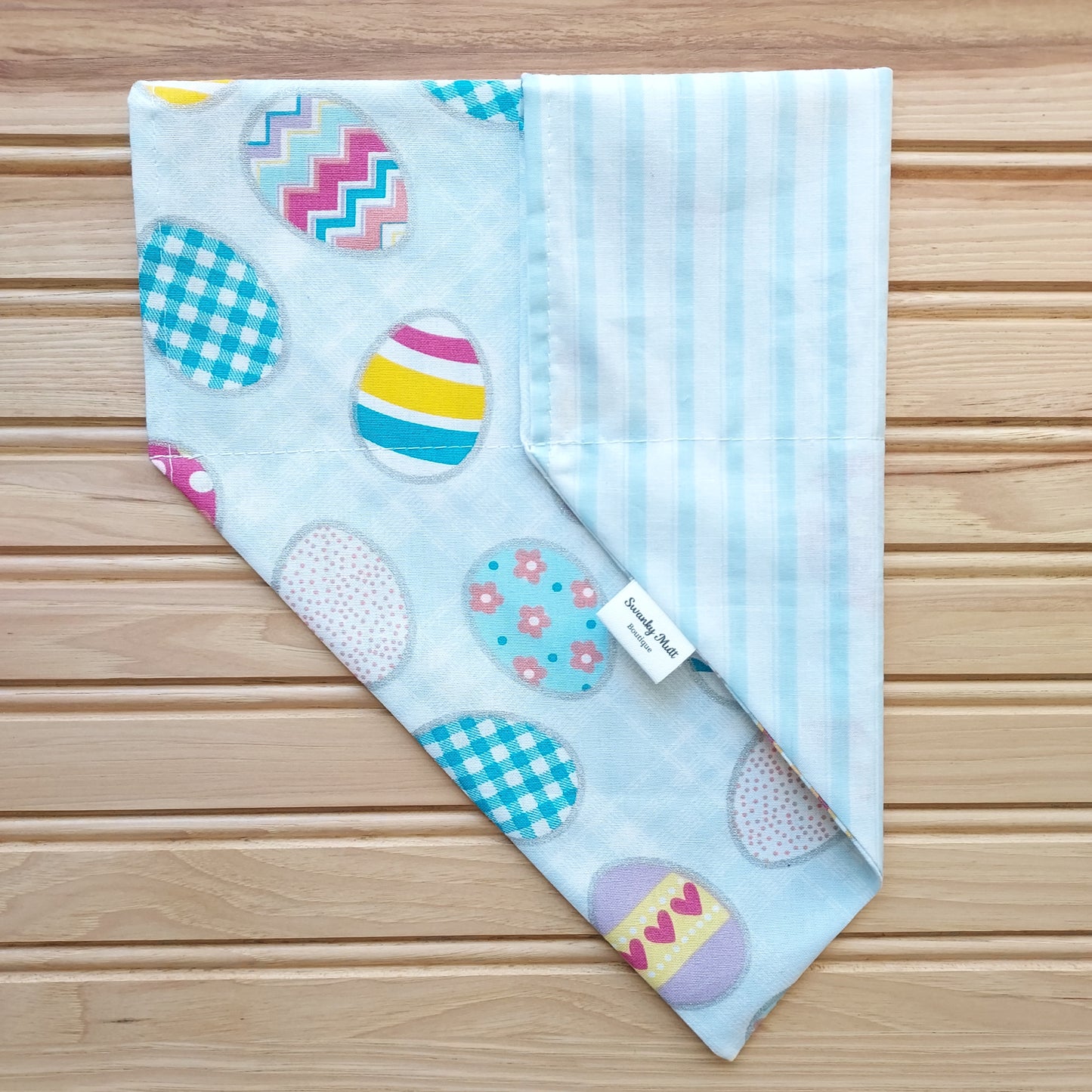 Dog Bandana - Easter Eggs; Reversible, slide over the collar style.
