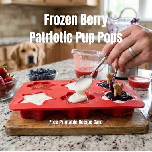 Frozen Berry Patriotic Pup Pops - Digital Recipe Card Download