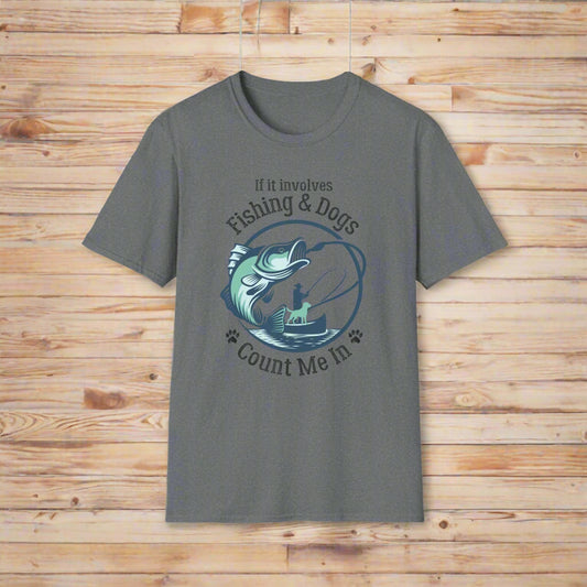 fishing and dogs t shirt front