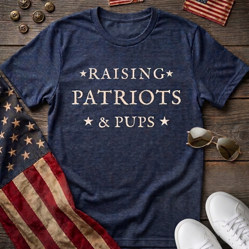 Raising Patriots & Pups - Heather Blue Flatlay