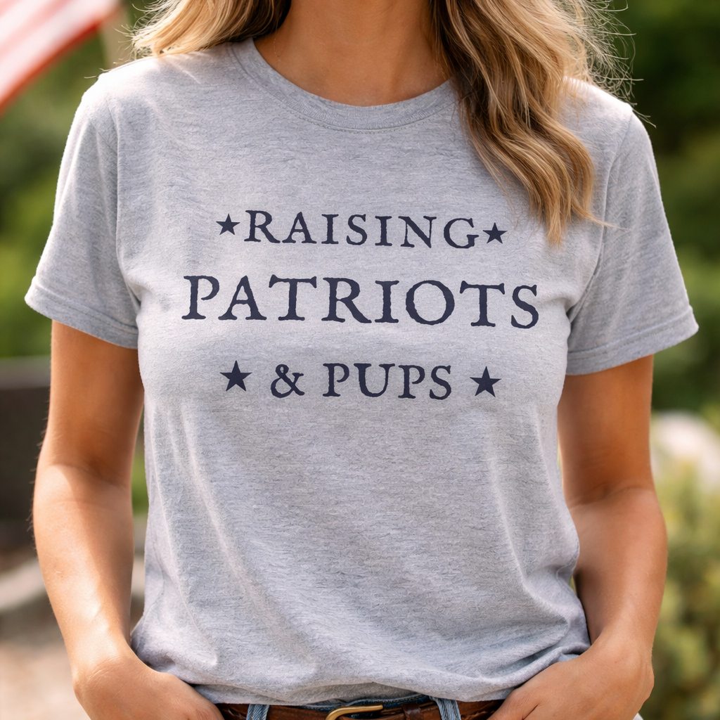 Raising Patriots & Pups Grey T Shirt Woman