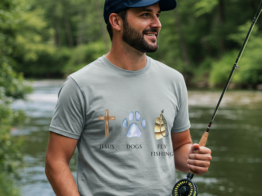 Jesus, Dogs, and Fly Fishing T Shirt