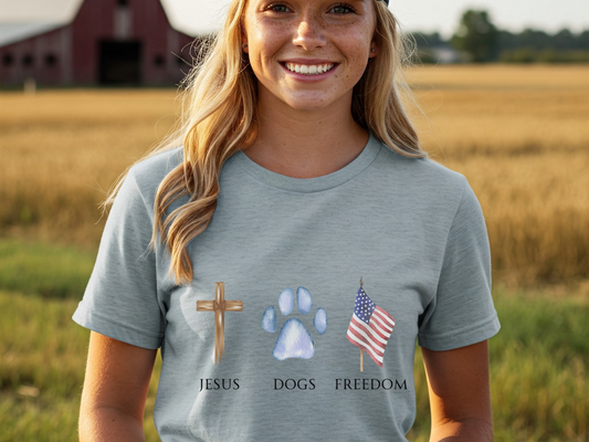 Jesus, Dogs, and Freedom T Shirt