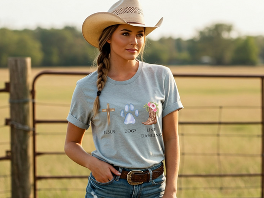 Jesus, Dogs, Line Dancing T Shirt