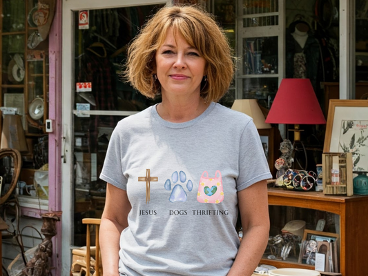 Jesus, Dogs, and Thrifting T Shirt
