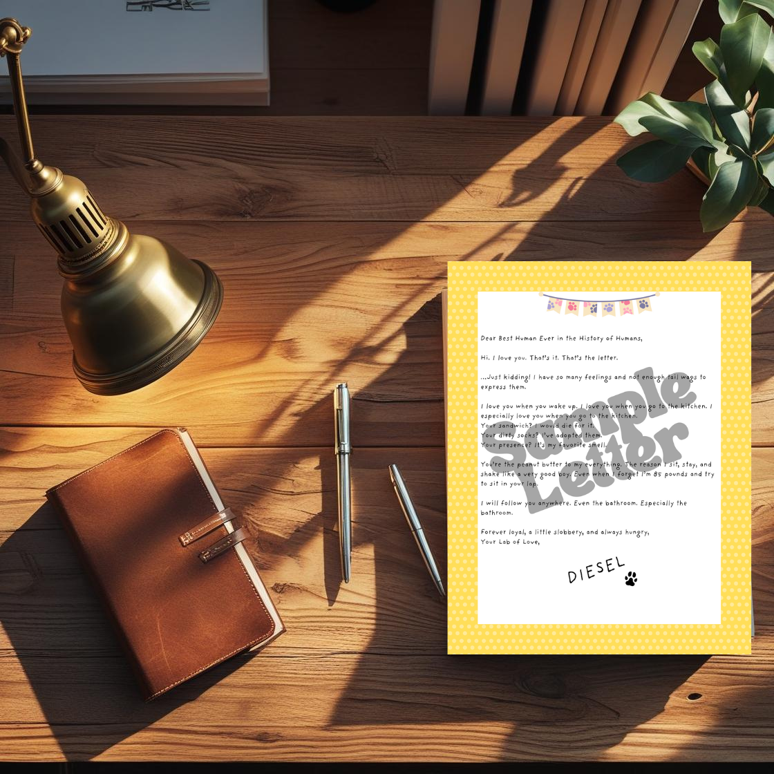 Surprise Love Letter From Your Dog - Personalized Printable PDF - Choose your breed