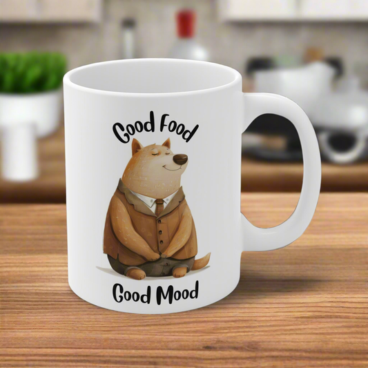 Chunky Dog Mug 11 oz - "Good food, Good mood"
