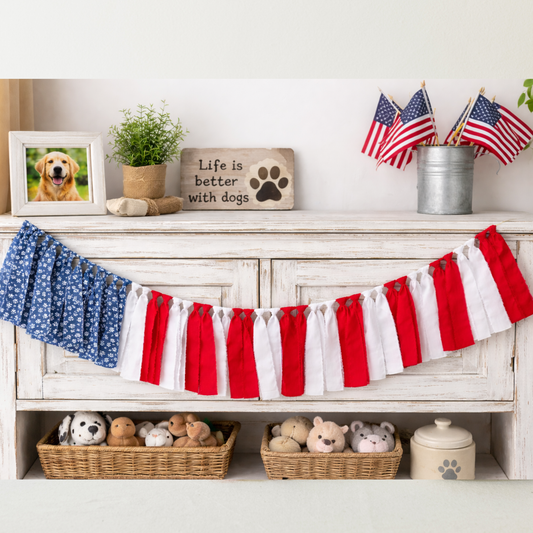 Patriotic Paw Print Fabric Garland